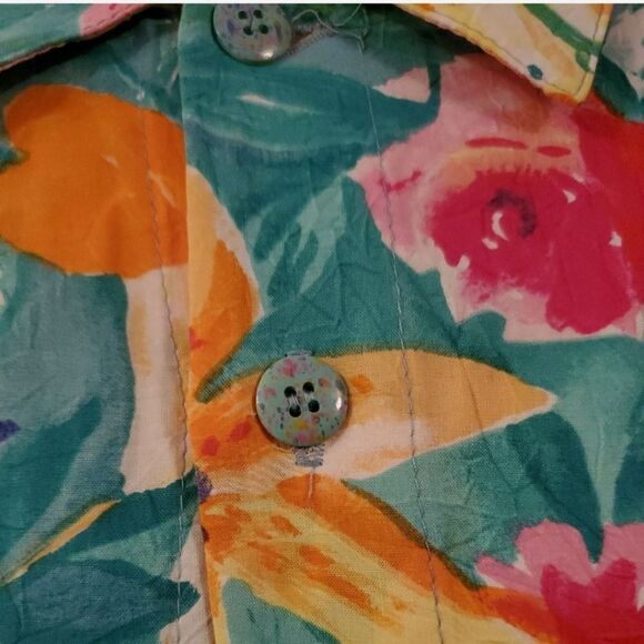 Vtg. Jams World Tiger Lily Aloha Shirt Short Set L - Picture 4 of 12